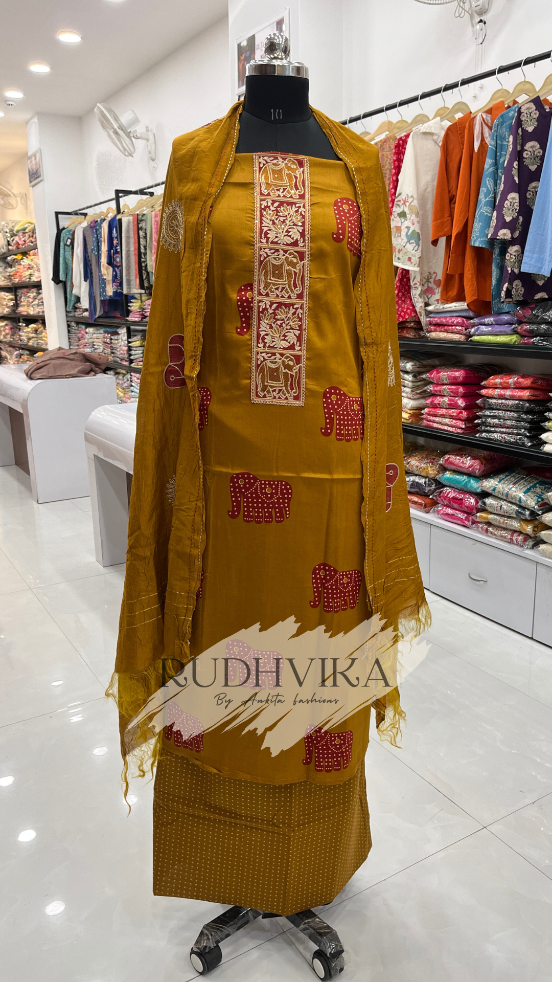 RUDHVIKA Jaam Cotton Unstitched Suit Set