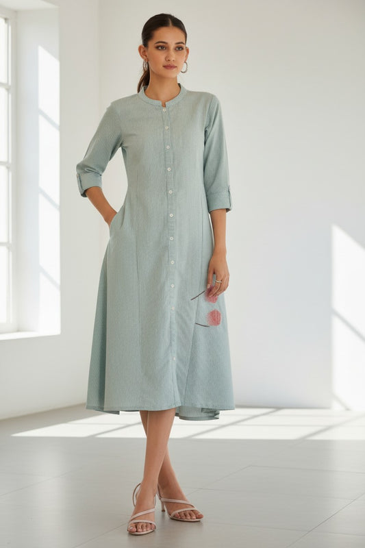 Powder Blue Self-Pattern Flared Kurti Dress | RUDHVIKA By Ankita Fashions