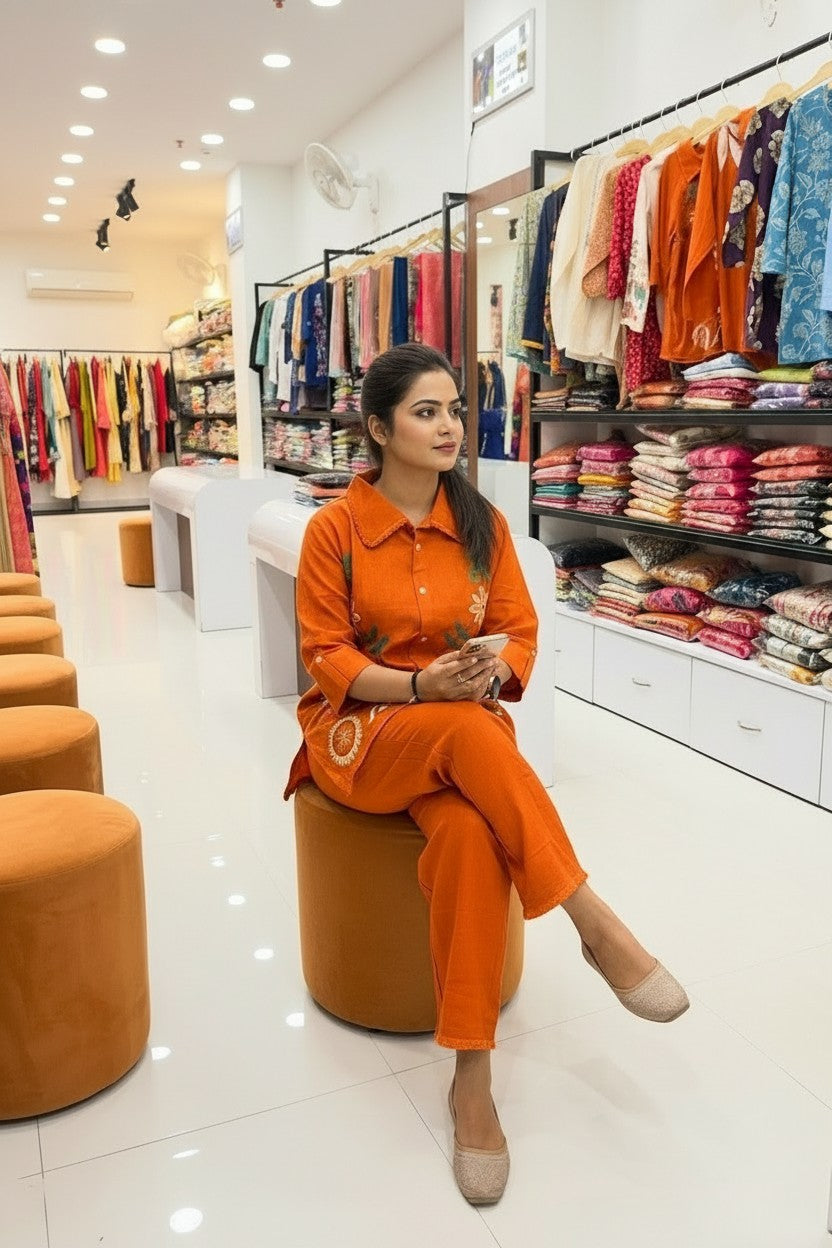 Elegant Khadi Cotton Co-ord Set – Handcrafted Comfort Wear