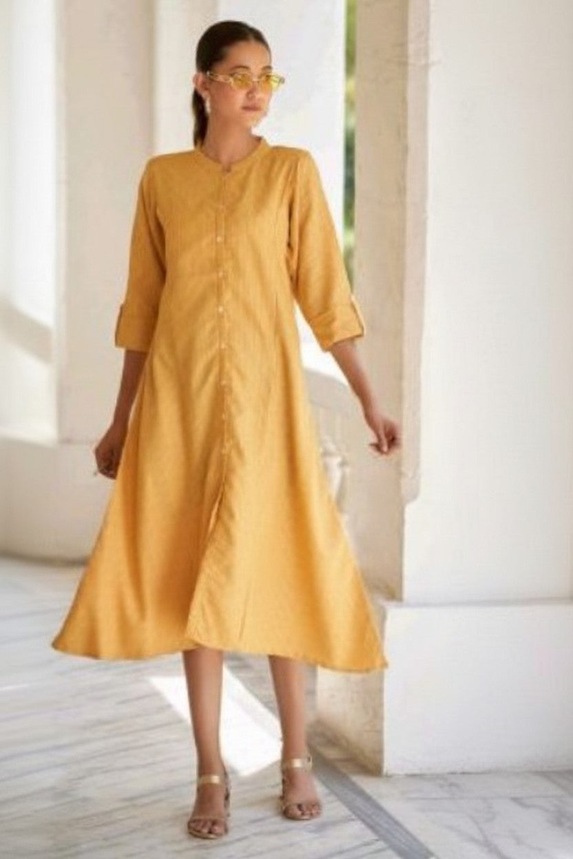 Blended Cotton Self Pattern Kurti Dress With Flair | RUDHVIKA By Ankita Fashions