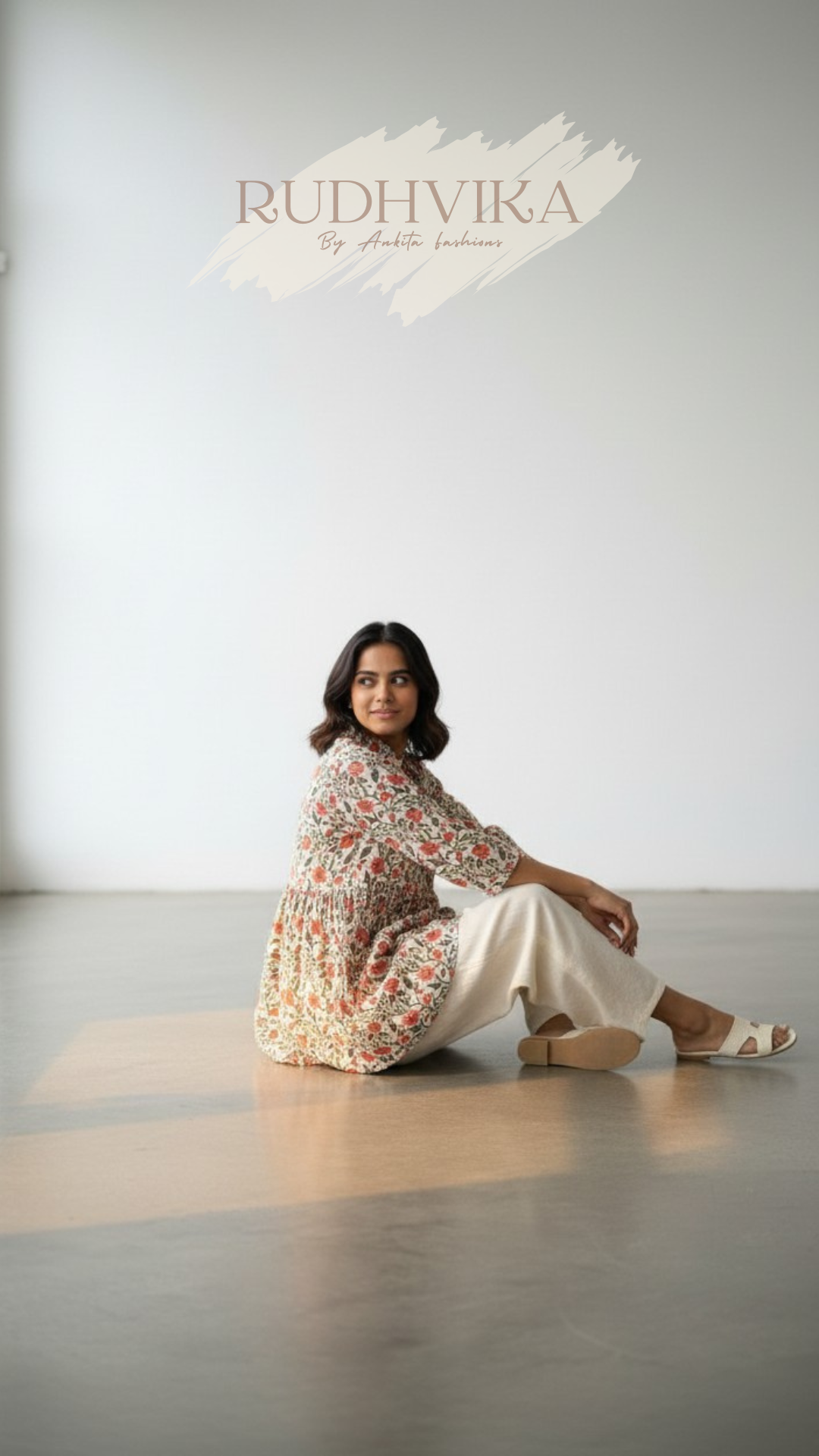 Floral Printed Flared Peplum Kurti – XXXL