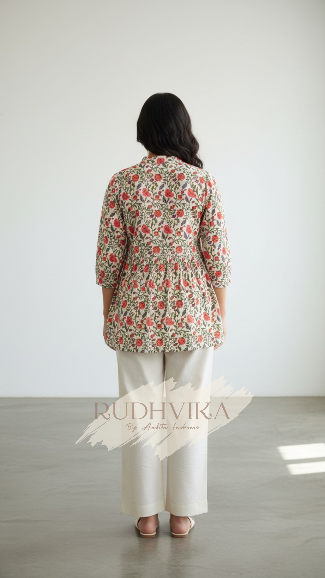 Floral Printed Flared Peplum Kurti – XXXL