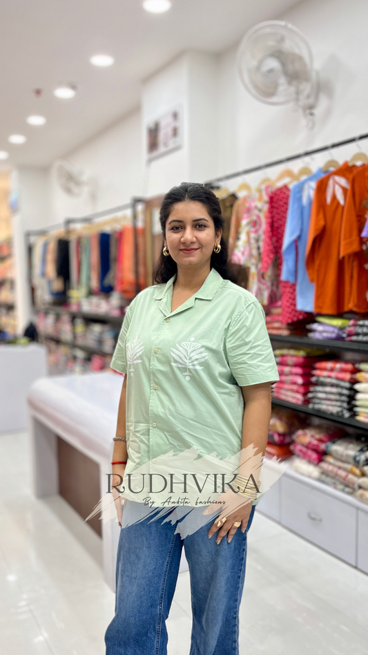 RUDHVIKA Mint Green Cotton Shirt