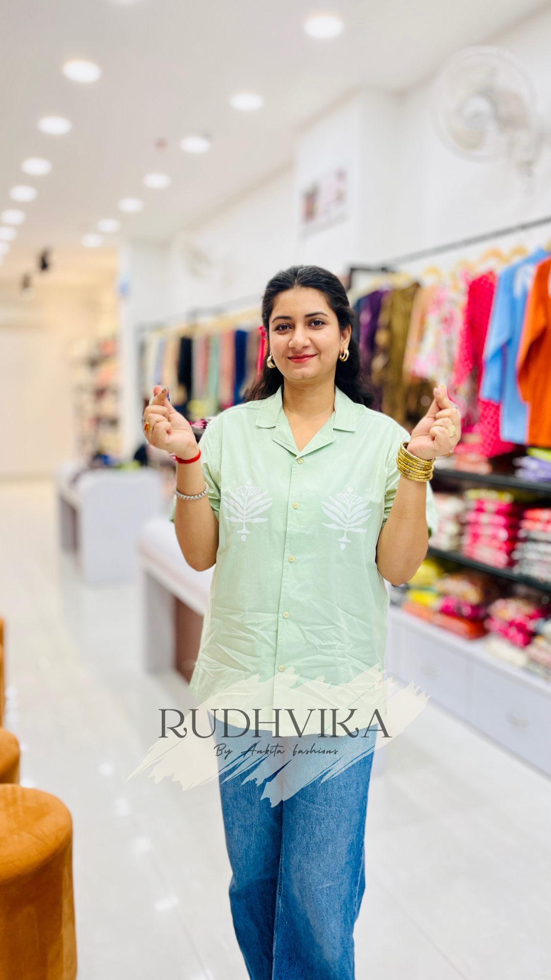 RUDHVIKA Mint Green Cotton Shirt