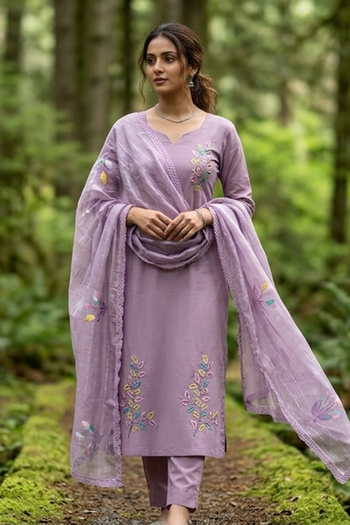 Women’s Embroidered Unstitched Cotton Suit Set with Dupatta