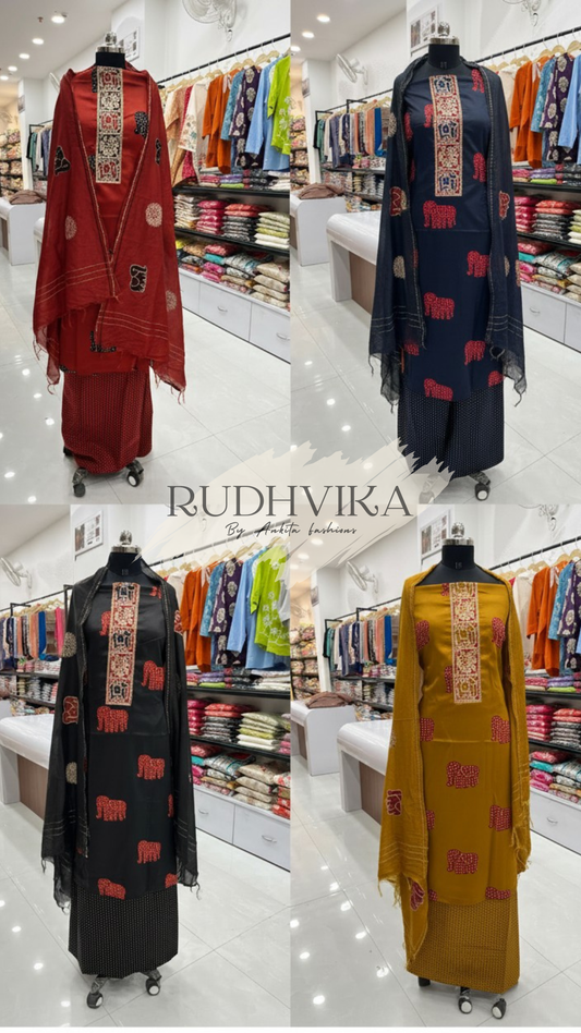RUDHVIKA Jaam Cotton Unstitched Suit Set