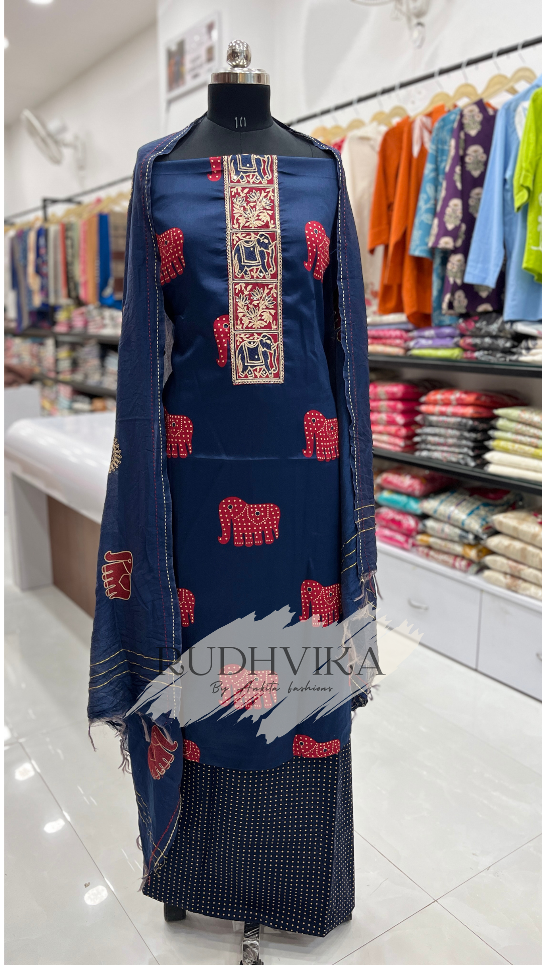 RUDHVIKA Jaam Cotton Unstitched Suit Set