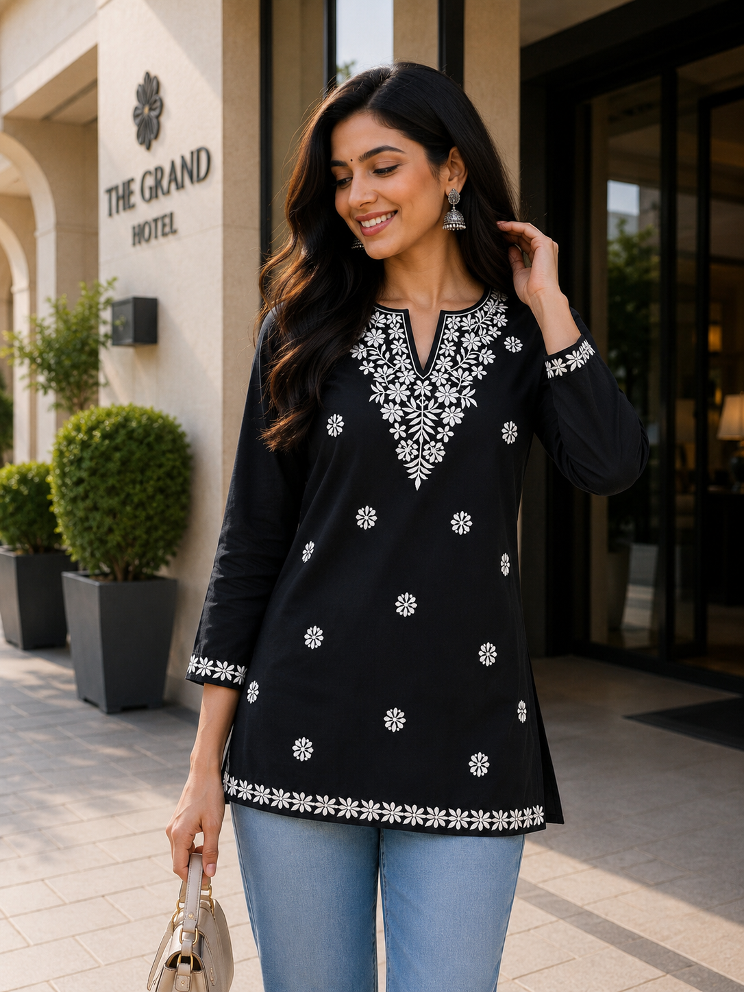 RUDHVIKA Casual Ethnic Kurti with White Embroidery – 3XL