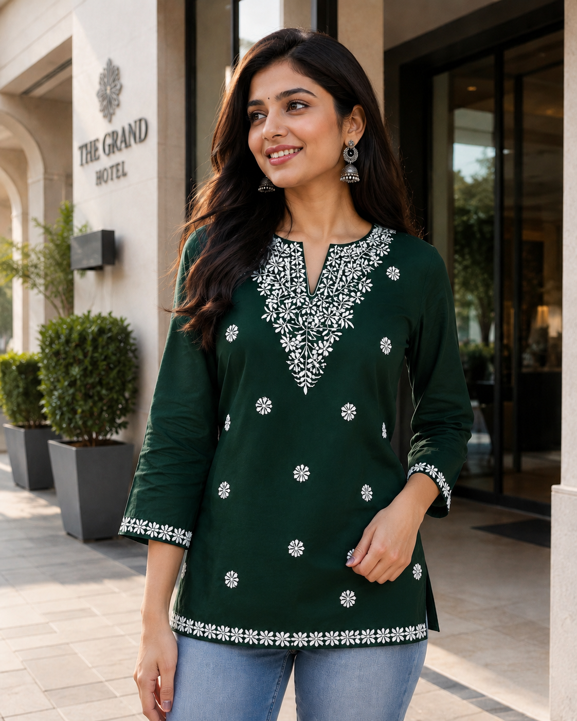 RUDHVIKA Casual Ethnic Kurti with White Embroidery – 3XL