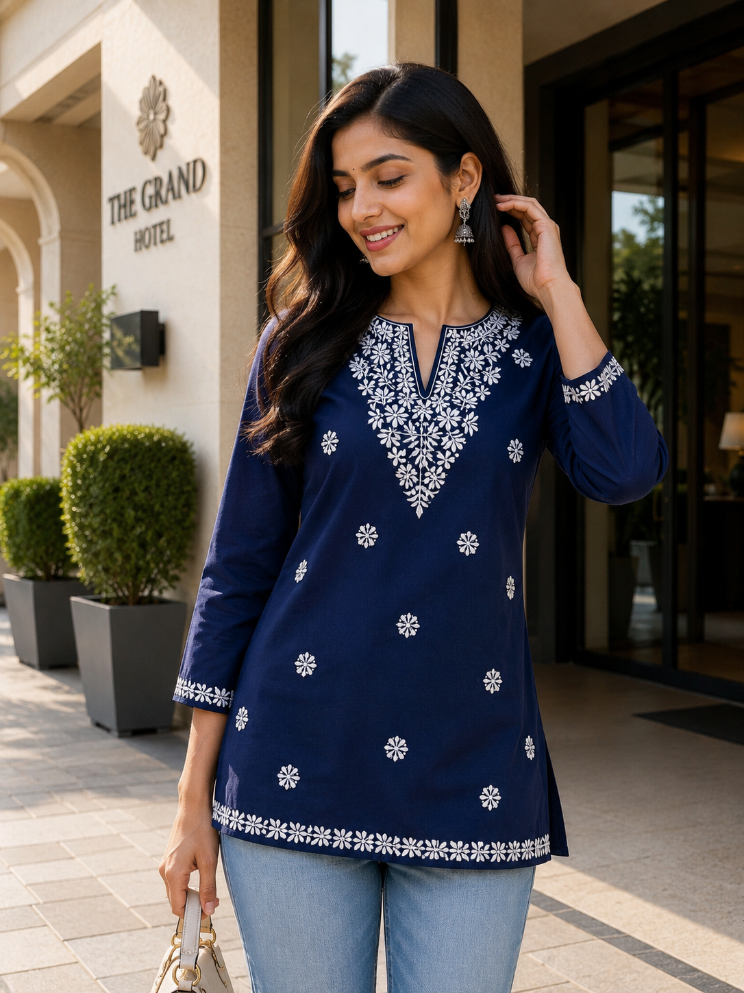 RUDHVIKA Casual Ethnic Kurti with White Embroidery – 3XL