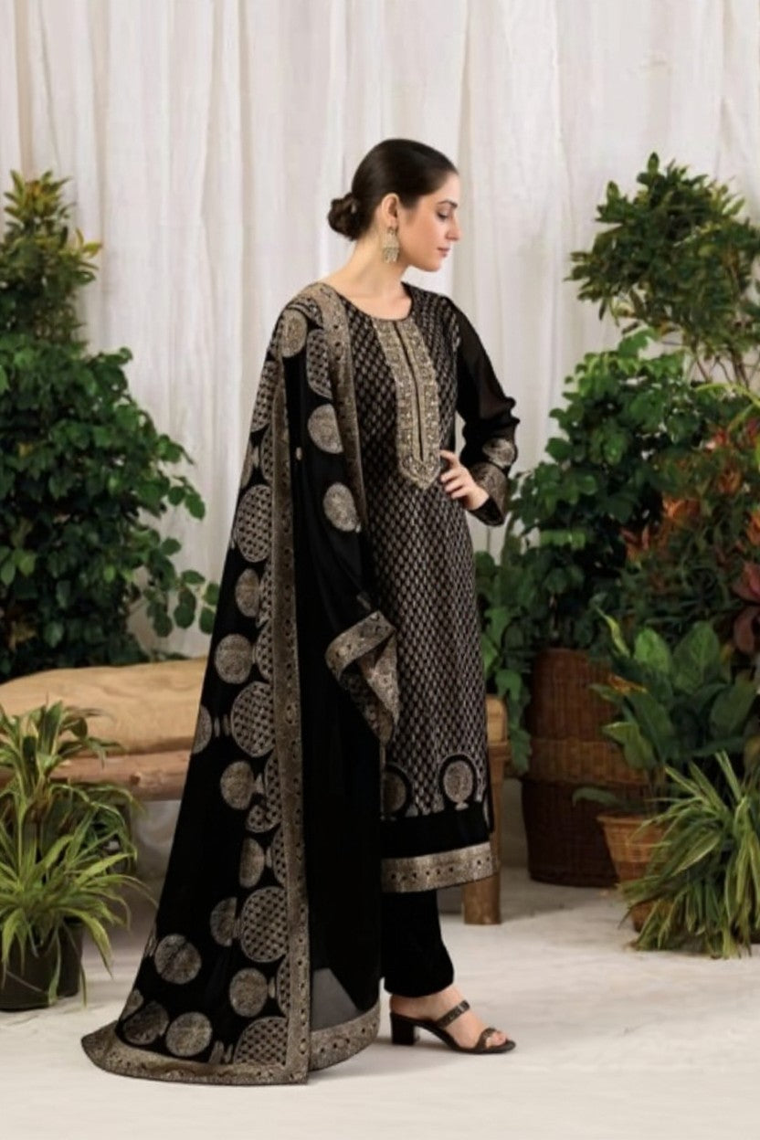 Unstitched: Pure Banglory Silk Jacquard With Embroidery Work