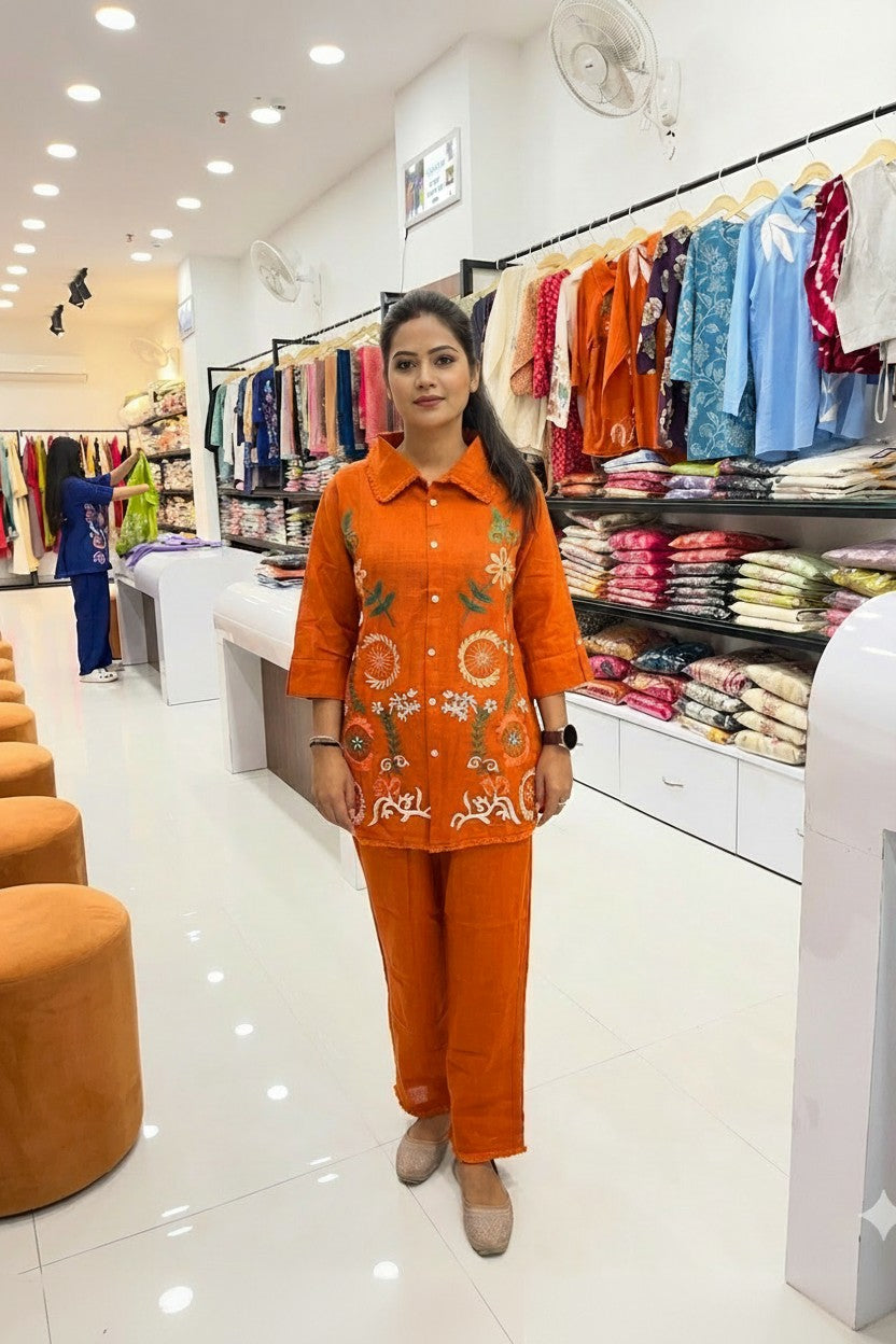 Elegant Khadi Cotton Co-ord Set – Handcrafted Comfort Wear
