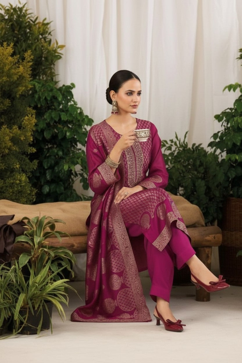Unstitched: Pure Banglory Silk Jacquard With Embroidery Work